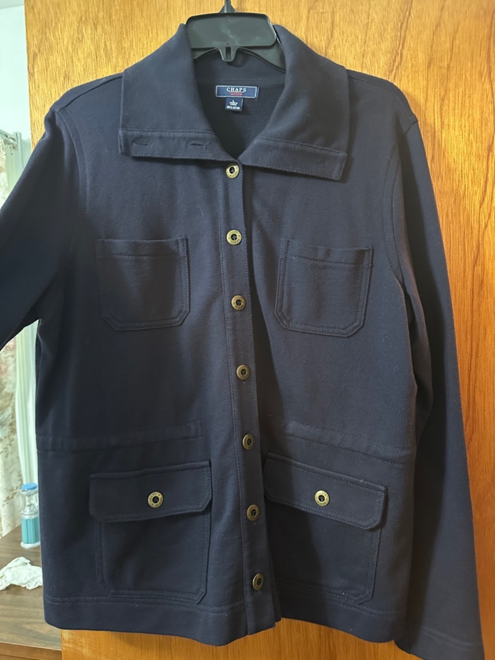 Chaps Navy Button-Front Utility Jacket